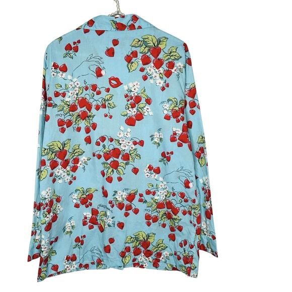 Nick & Nora Strawberry Pajama Top Womens Large Sleepwear‎ Summer Retro Country - Picture 2 of 13